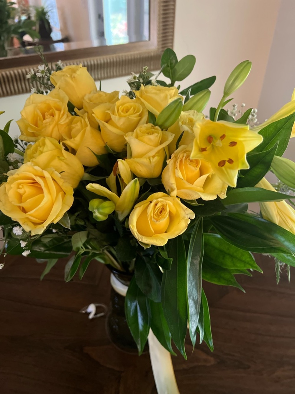It’s a Celebration Yellow Rose & Lily Bouquet Floral Arrangement